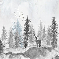 Thumbnail for Papier Peint Bébé Classique <br/> Arbre Aquarelle Gris