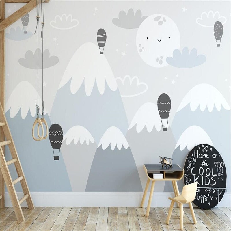 Papier Peint Bébé Classique <br/> Paysage Montagne Bleue
