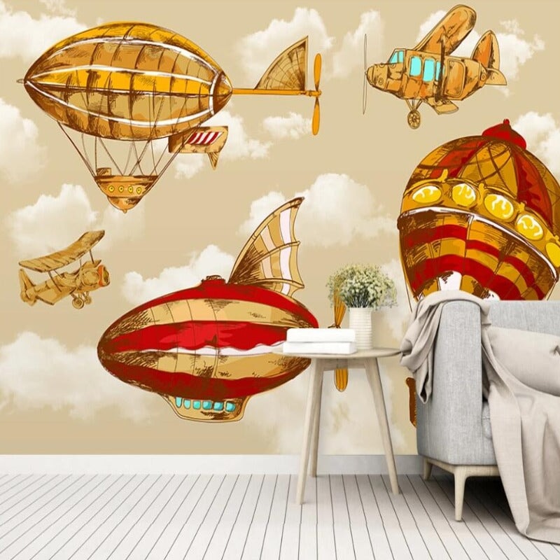 Papier Peint Avion Montgolfière | Le Petit Intissé