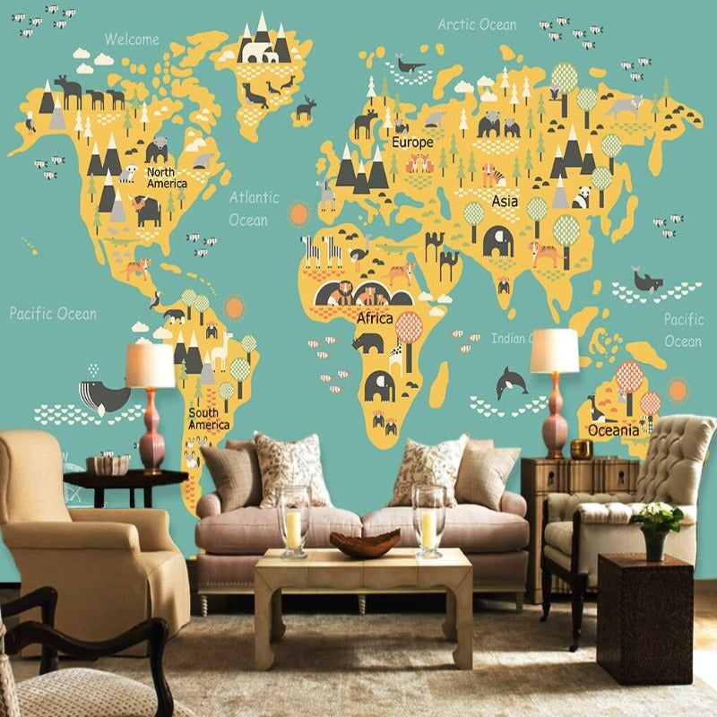 Carte du Monde Décoration Chambre Enfant | Le Petit Intissé