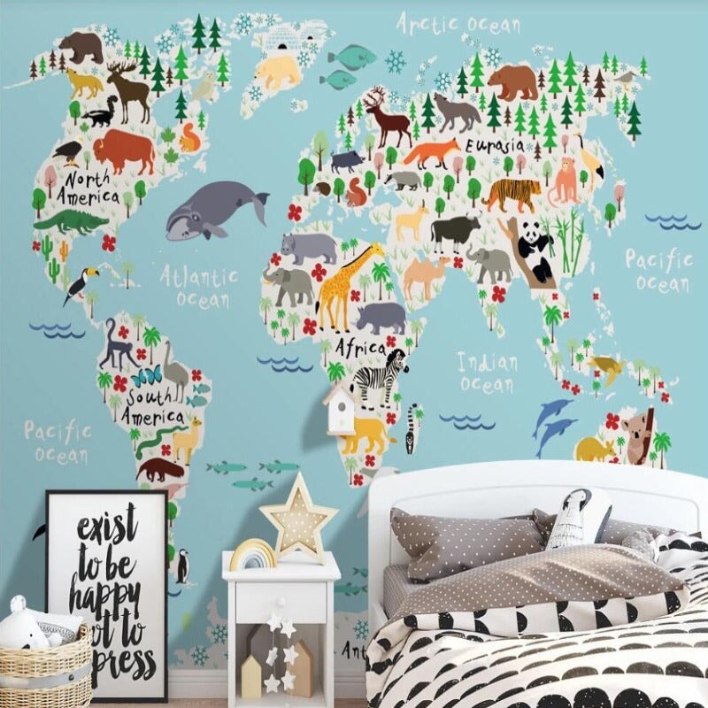 Carte du Monde Animaux Bébé | Le Petit Intissé