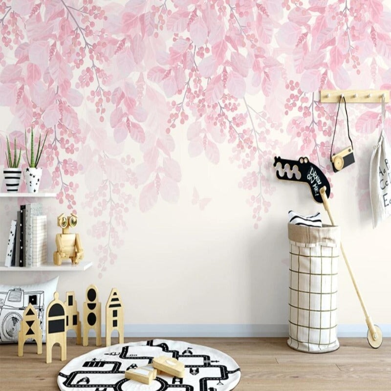 Papier Peint Fleur Rose Pâle | Le Petit Intissé