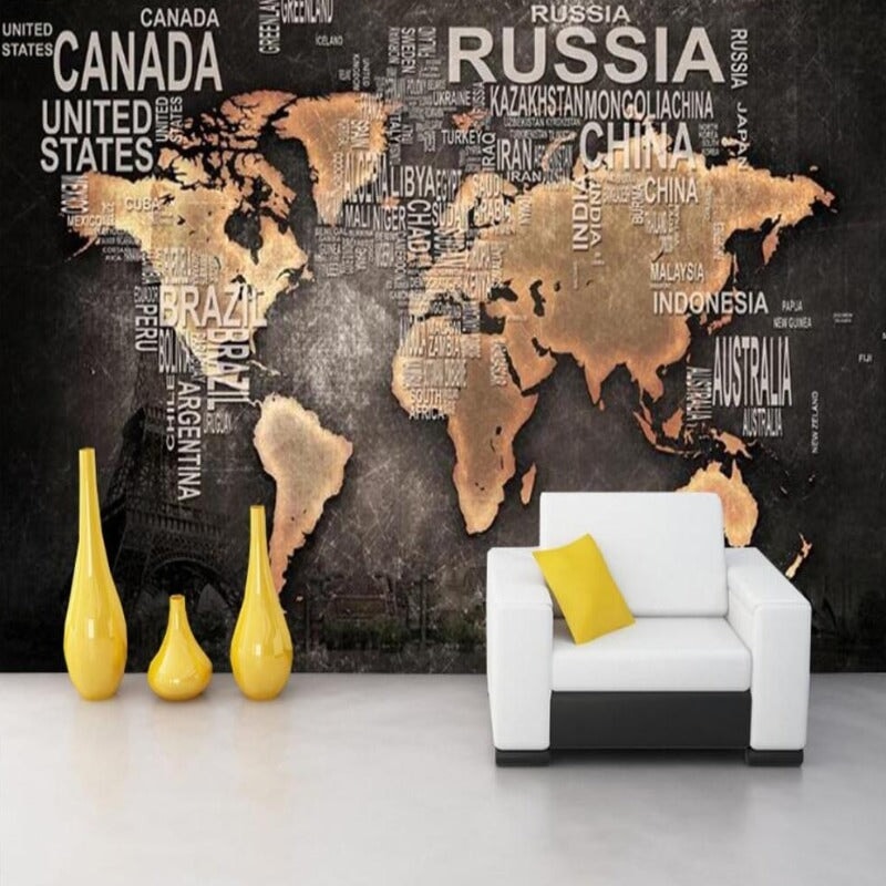 Papier Peint Mappemonde Vintage | Le Petit Intissé