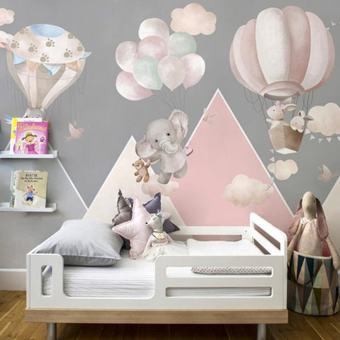 Papier peint chambre enfant Glissade sur éléphant