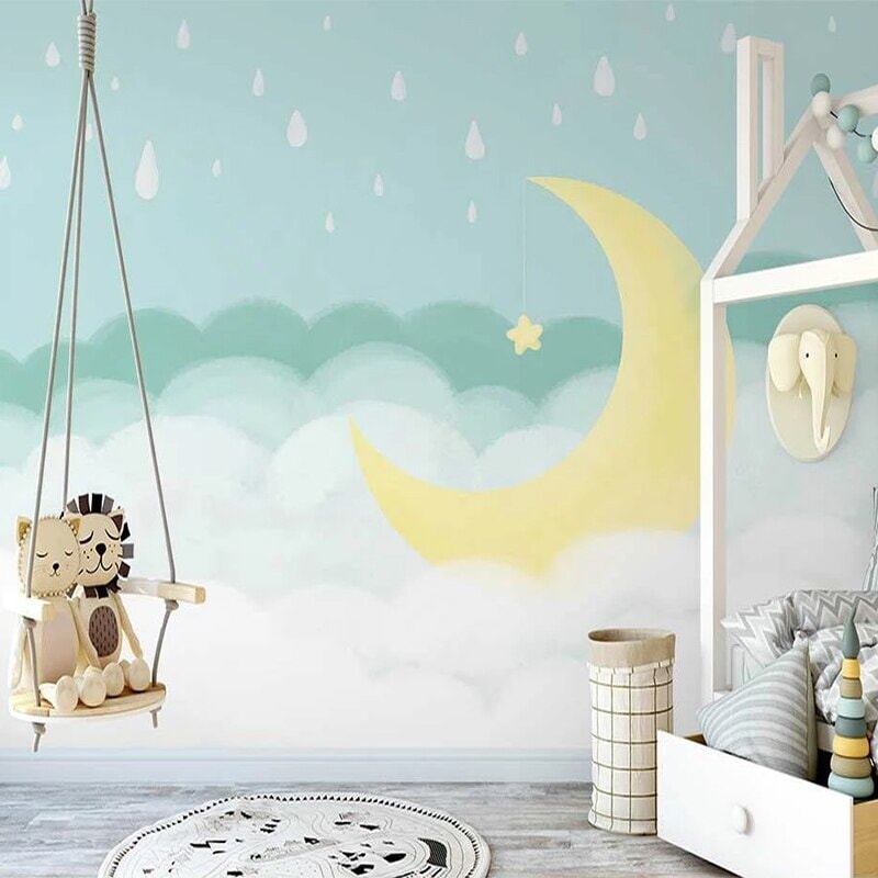 Papier Peint Nuage Vert d'eau | Le Petit Intissé