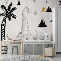 Thumbnail for Papier Peint Dinosaure Noir et Blanc | Le Petit Intissé