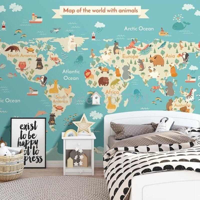 Papier Peint Panoramique Mappemonde | Le Petit Intissé