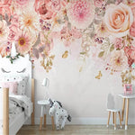 Papier Peint Panoramiques Fleurs Roses | Le Petit Intissé