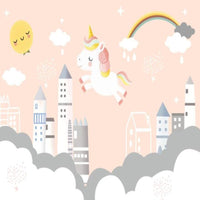 Thumbnail for Papier Peint Licorne <br/> Dans les Nuages et Château