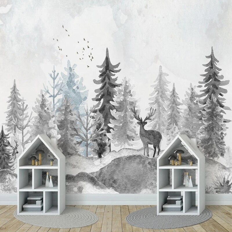 Papier Peint Aquarelle Arbre | Le Petit Intissé