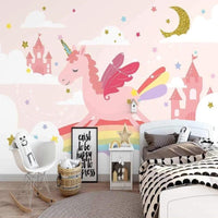 Thumbnail for Papier Peint Licorne <br/> Château et Arc-en-Ciel