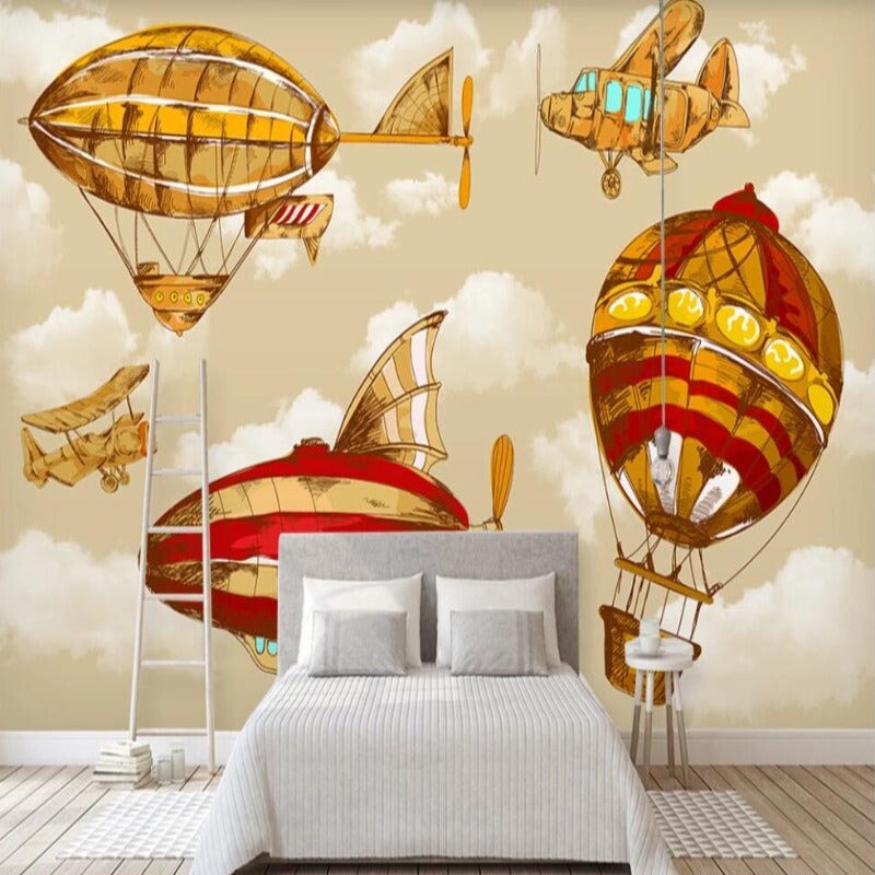 Papier Peint Avion Montgolfière | Le Petit Intissé