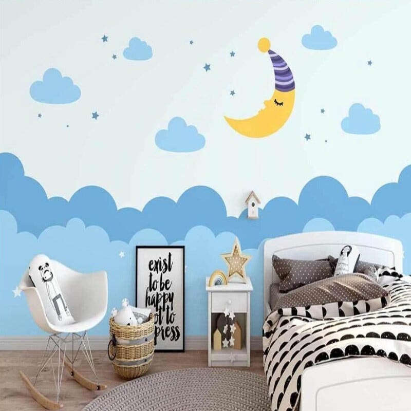 Papier Peint Bleu avec Nuage | Le Petit Intissé