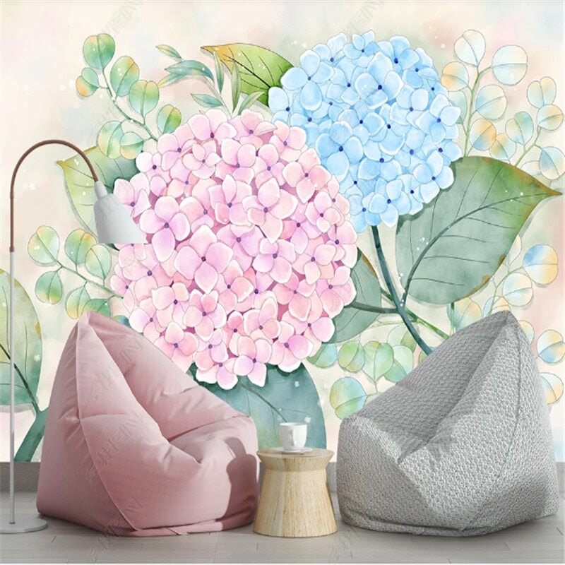 Papier Peint Fleur Bleu Rose | Le Petit Intissé