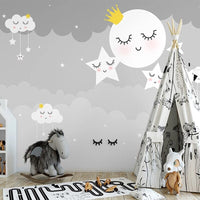 Thumbnail for Papier Peint Gris Etoile Blanche | Le Petit Intissé