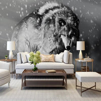 Thumbnail for Papier Peint Photo Loup Noir et Blanc | Le Petit Intissé
