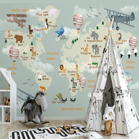 Thumbnail for Papier Peint Mappemonde Animaux | Le Petit Intissé