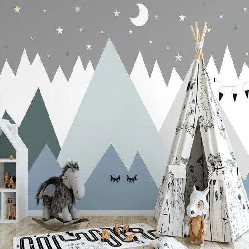 Papier Peint Gris Etoile Blanche | Le Petit Intissé