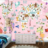 Thumbnail for Papier Peint Mappemonde Rose | Le Petit Intissé