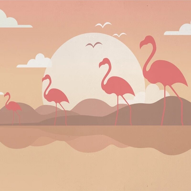Papier Peint Motif Flamant Rose | Le Petit Intissé