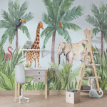 Papier Peint Animaux <br/> Eléphant & Girafe