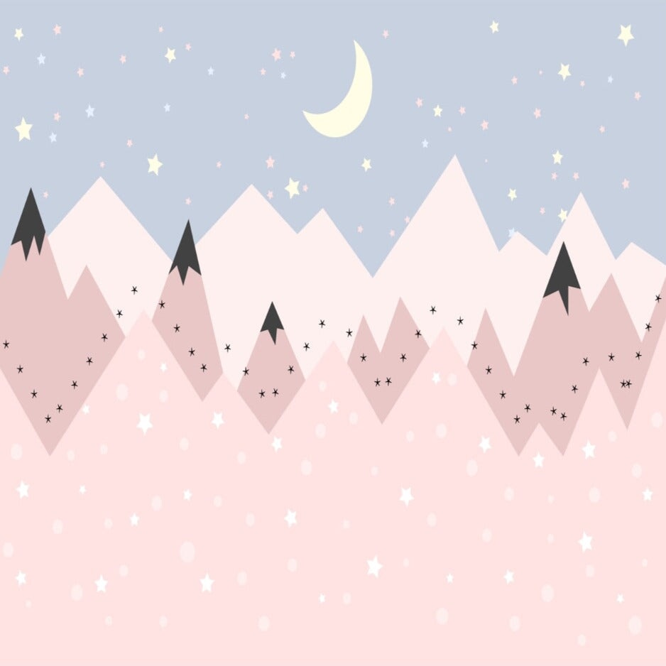 Papier Peint Fille Classique <br/> Montagne Rose Etoilée