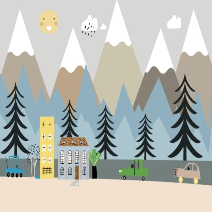 Papier Peint Garçon Classique <br/> Tendance Bleu-Gris