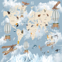 Thumbnail for Papier Peint Carte du Monde <br/> Vol dans les Nuages