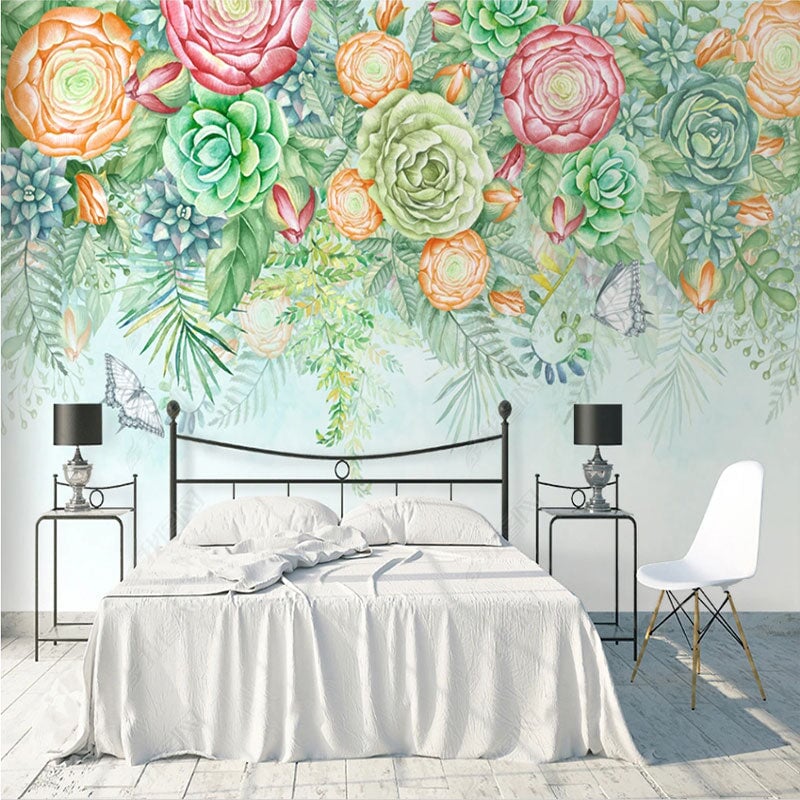 Papier Peint Fleuri Vert | Le Petit Intissé