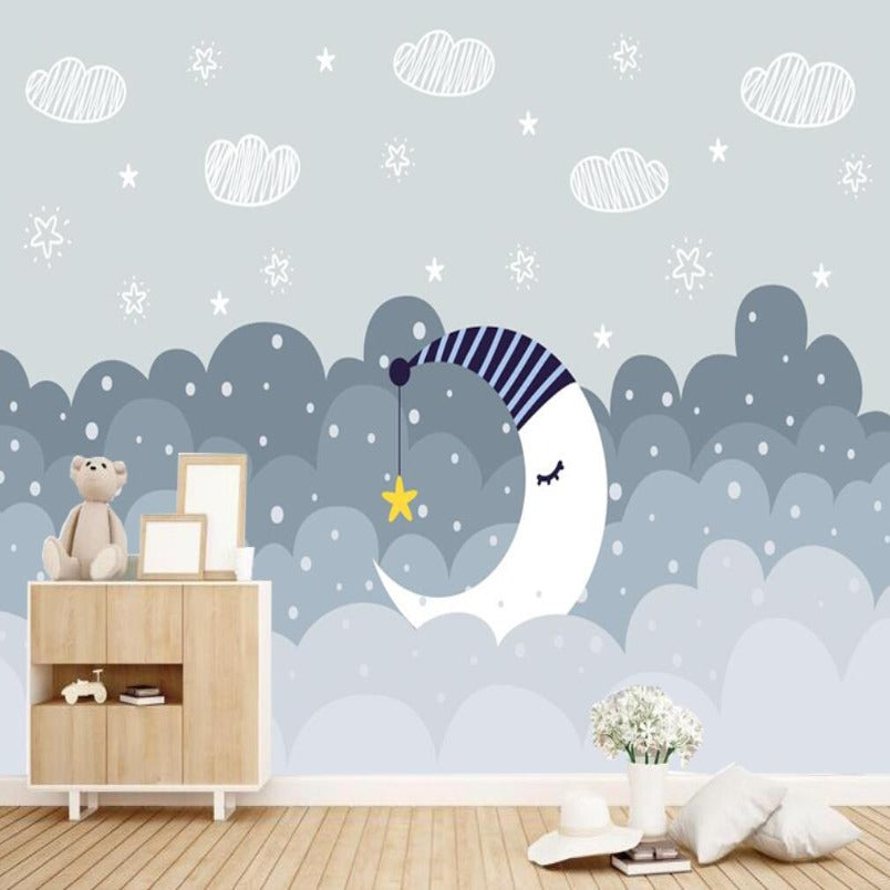 Papier Peint Bleu Gris Motif | Le Petit Intissé