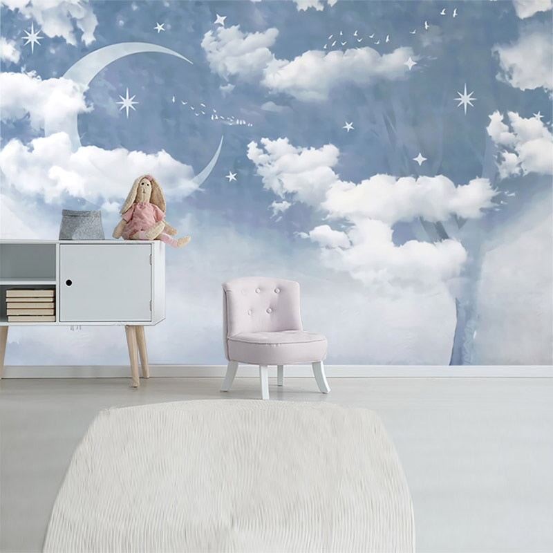 Papier Peint Nuage <br/> Grand Arbre Nuage et Etoiles