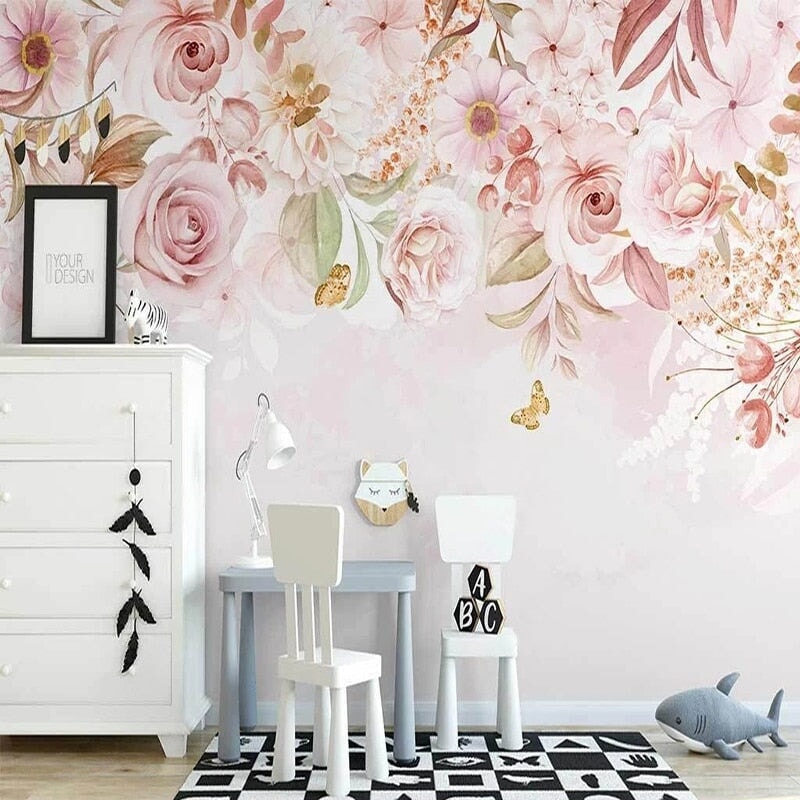 Chambre Avec Papier Peint Fleuri | Le Petit Intissé