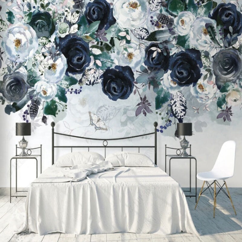 Papier Peint Fleuri Noir | Le Petit Intissé