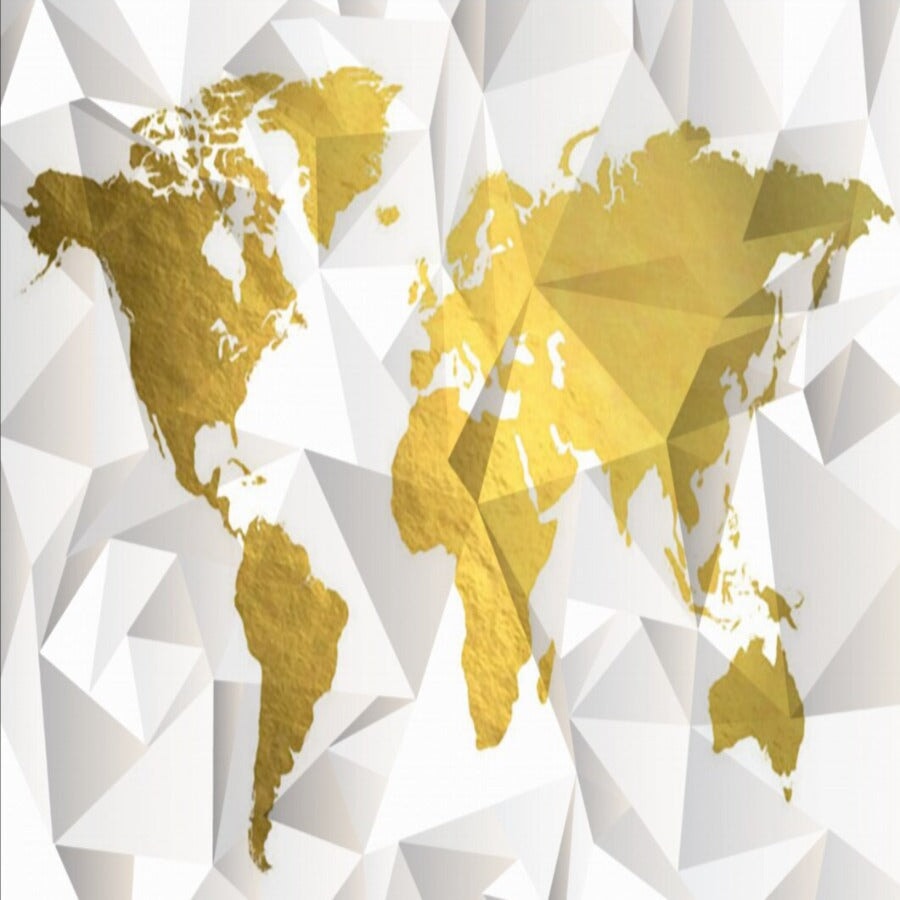 Papier Peint Voyage <br/> Carte Or 3D