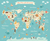 Thumbnail for Papier Peint Carte du Monde <br/> Animaux Mappemonde