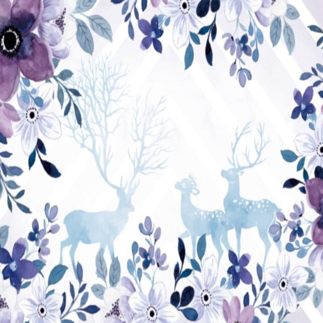 Papier Peint Fleur <br/> Violet et Cerf