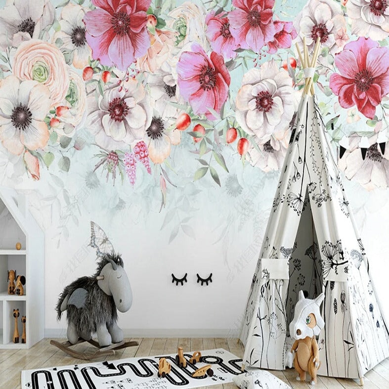 Papier Peint Fleur <br/> Pastel Multicolore