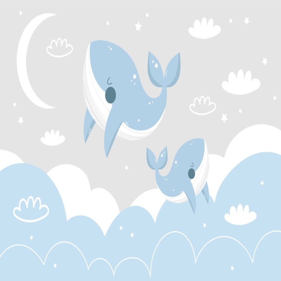 Papier Peint Marin <br/> Nuage avec Thème Baleine
