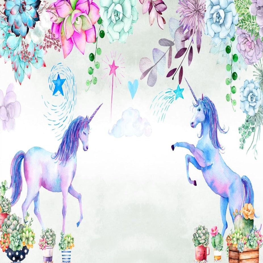 Papier Peint Licorne <br/> Fleuri