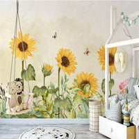 Thumbnail for Papier Peint Fleur <br/> Tournesol Jaune et Délicatesse