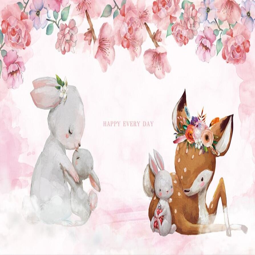 Papier Peint Animaux <br/> Cerf et Lapin Mignon