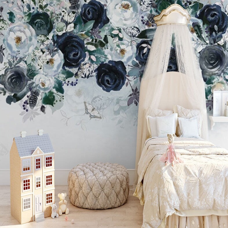 Papier Peint Fleuri Noir | Le Petit Intissé