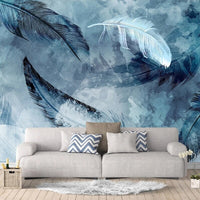 Thumbnail for Papier Peint Plumes Bleu | Le Petit Intissé