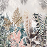 Papier Peint Tropical <br/> Couleur Beige Discrète