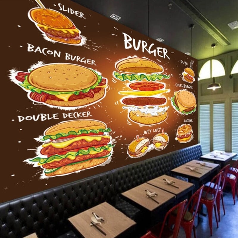 Papier Peint Burger 3D | Le Petit Intissé