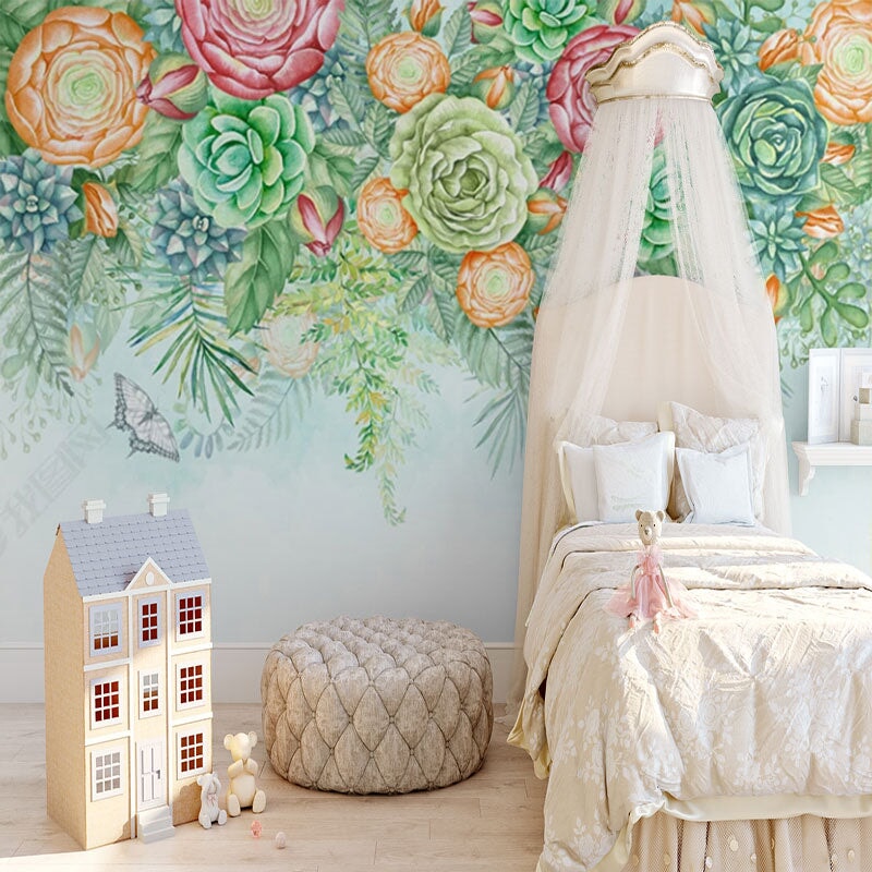 Papier Peint Fleuri Vert | Le Petit Intissé