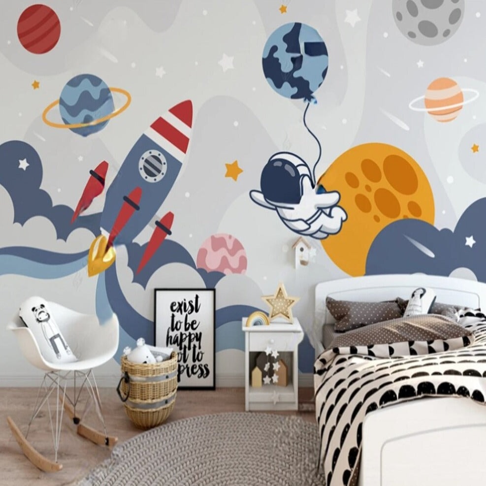 Papier Peint Espace <br/> Fusée et Paysage Espace