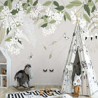 Thumbnail for Papier Peint Fleur <br/> Fleuri Blanc et Gris