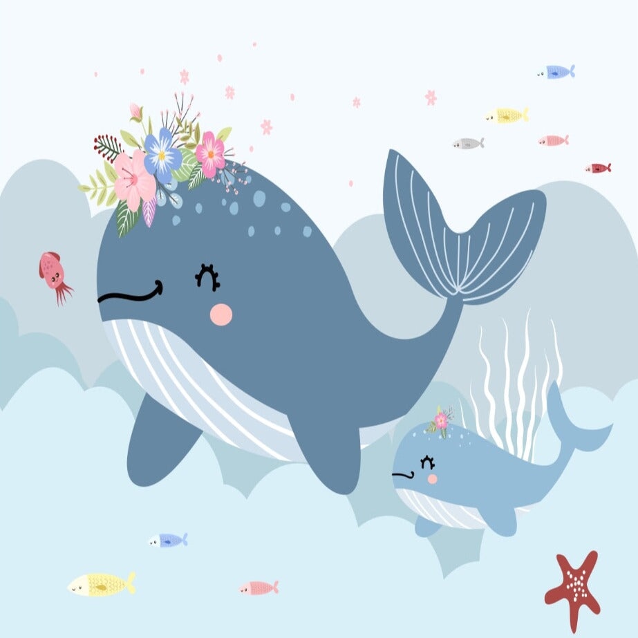 Papier Peint Marin <br/> Baleine Heureuse