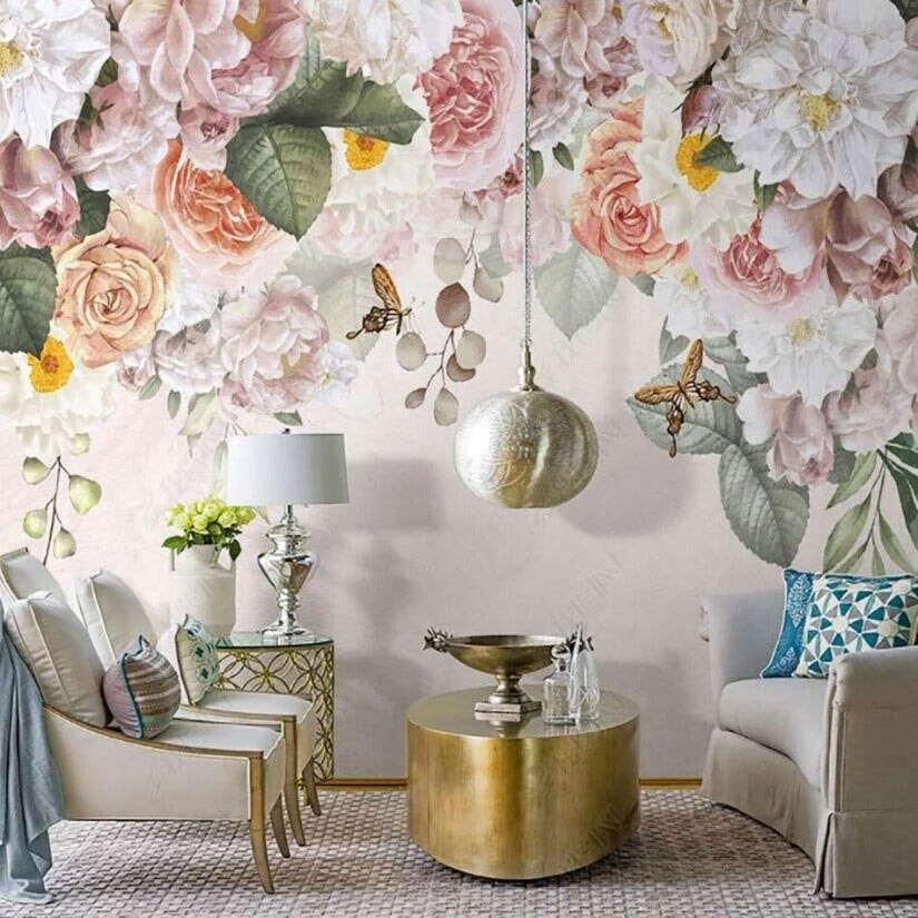 Papier Peint Fleur <br/> Jardin Romantique et Vintage